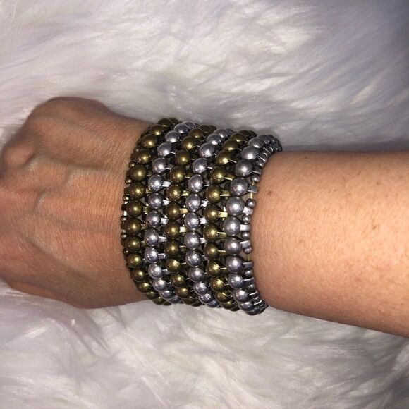 Three Gorgeous Silver and Bronze Stretch Bracelet - Picture 3 of 8